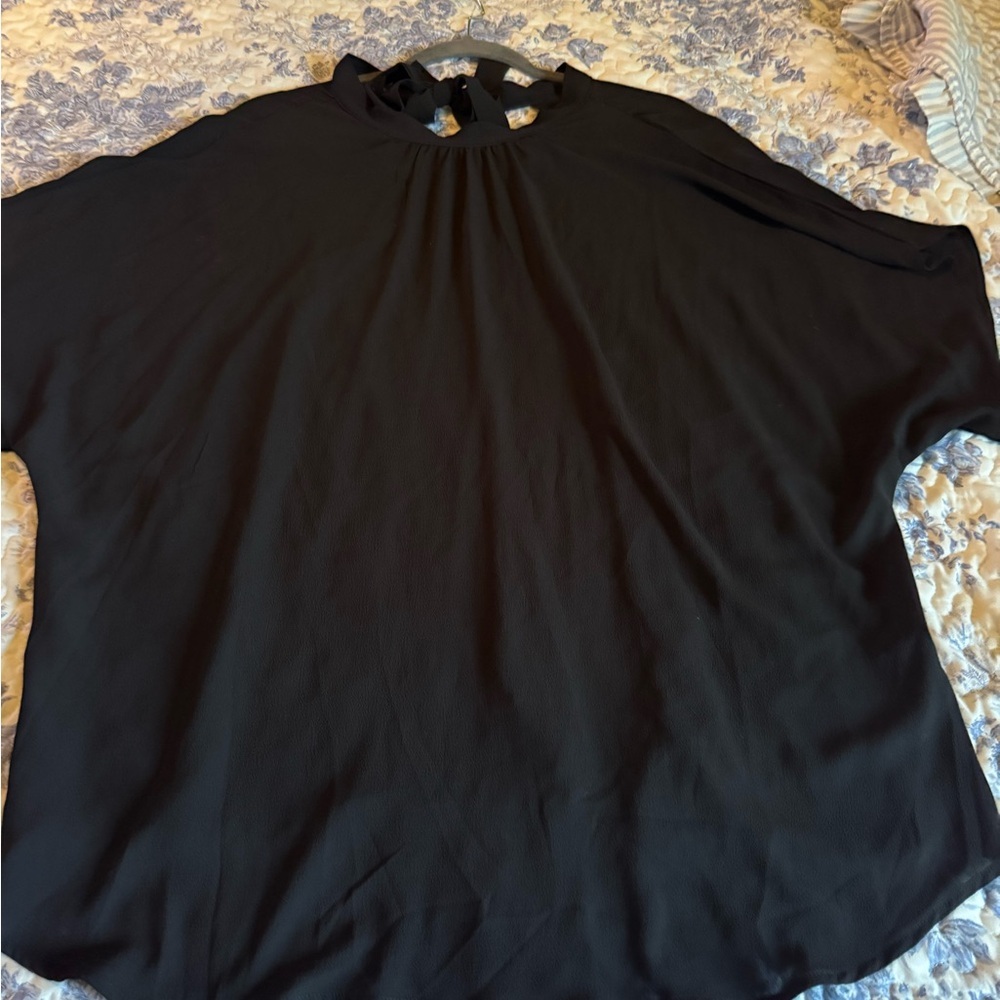 SHEIN tie neck elegant Black Blouse - Picture 4 of 9